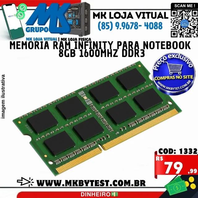 Memoria Ram infinity para Notebook 8GB 1600MHz DDR3