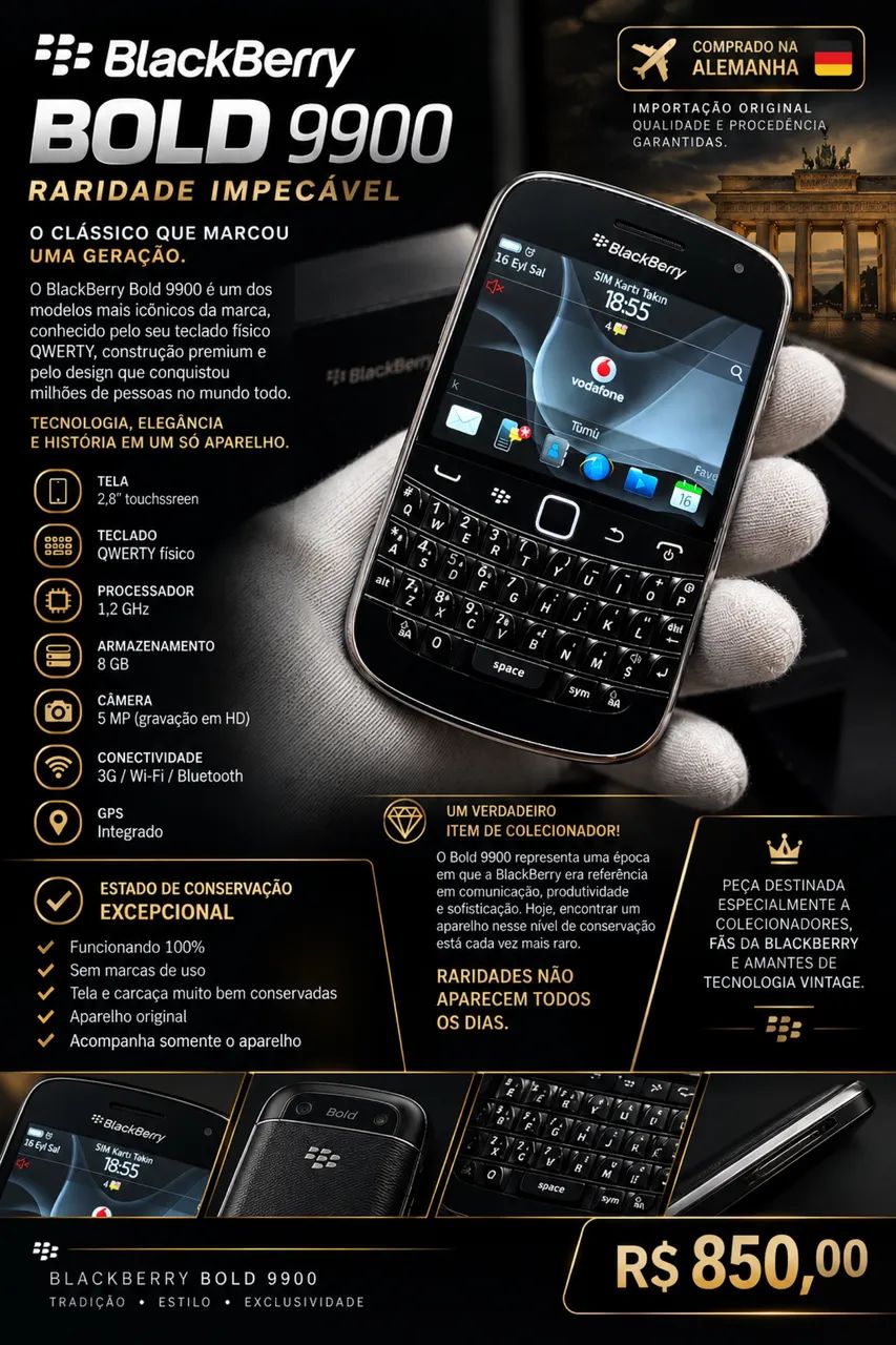 CELULAR BLACKBERRY BOLD 9900 ? RARIDADE IMPECÁVEL 