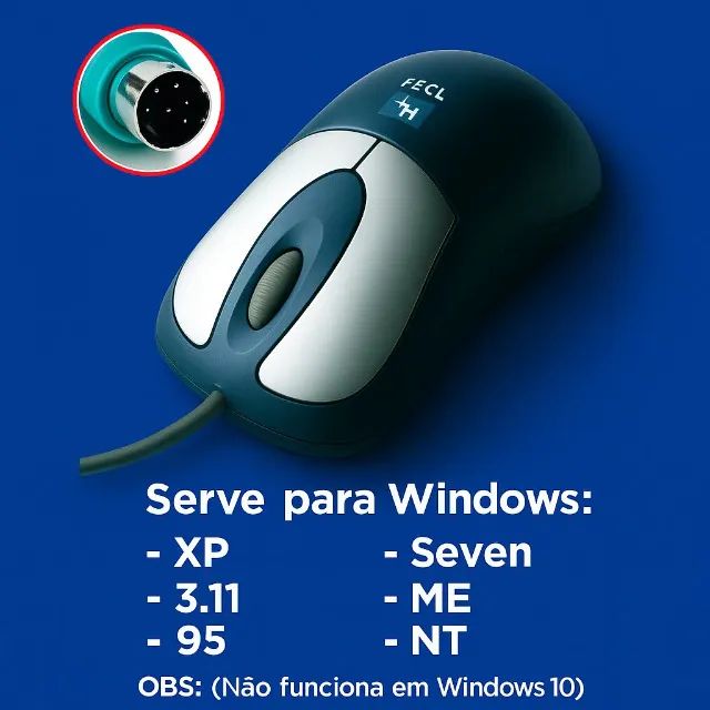 Mouse com Fio PS2 Verde Bolinha Mecânico Compatível Windows  - Foto 3