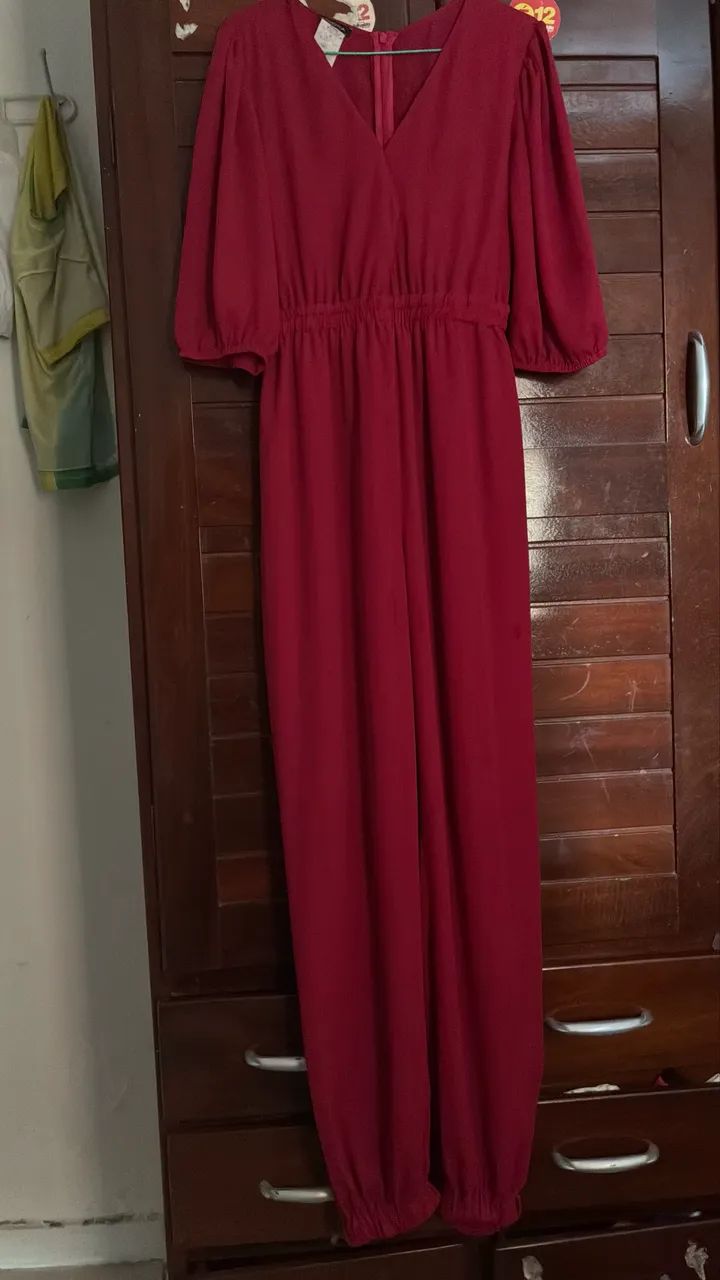 Macacão Social Longo Vinho Clássico