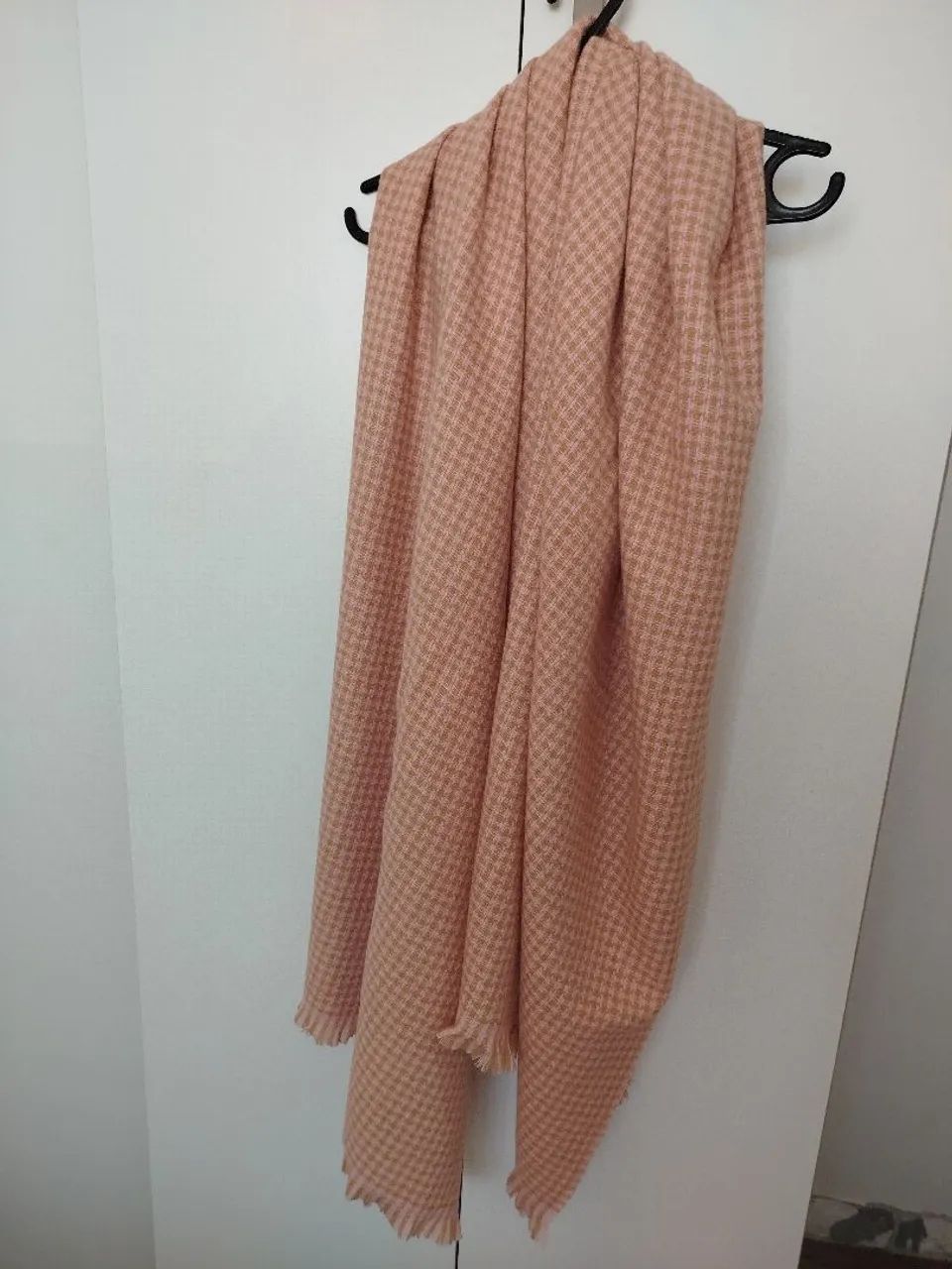 Cachecol Xadrez Nude com Rosa - Novo