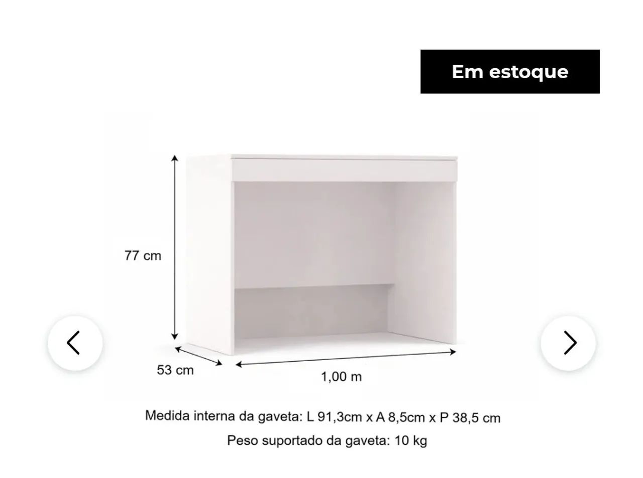 Escrivaninha com Gaveta MDF Altezza Belmax Branco - Foto 3