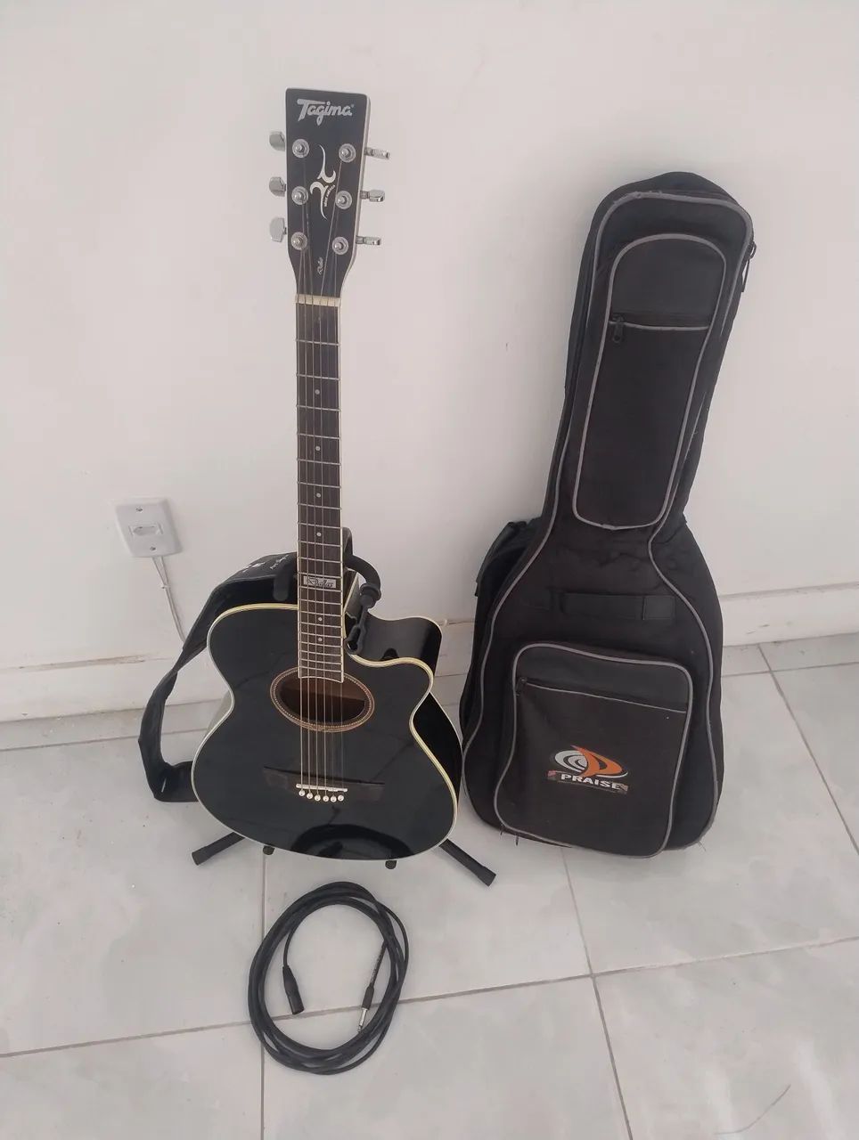 Violão Tagima Dallas com alça, capa acolchoada, pedestal e cabo ponta banana e PPA. - Foto 2