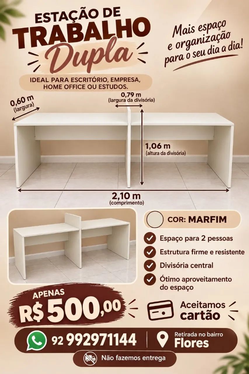 Mesa de escritório dupla  - Foto 3