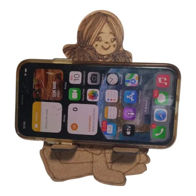 Suporte para Celular e Tablet MDF Boneca Decorativo Mesa Porta Celular - Foto 4