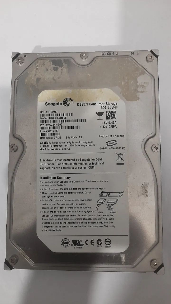 HD 300GB - SEAGATE - WINDOWS 10