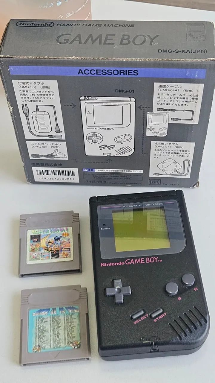 美品希少 Nintendo DMG-S-KA ゲームボーイ 本体　ブラック Nintendo Game Boy Original Preto Japonês DMG-S-KA + Caixa | Único
