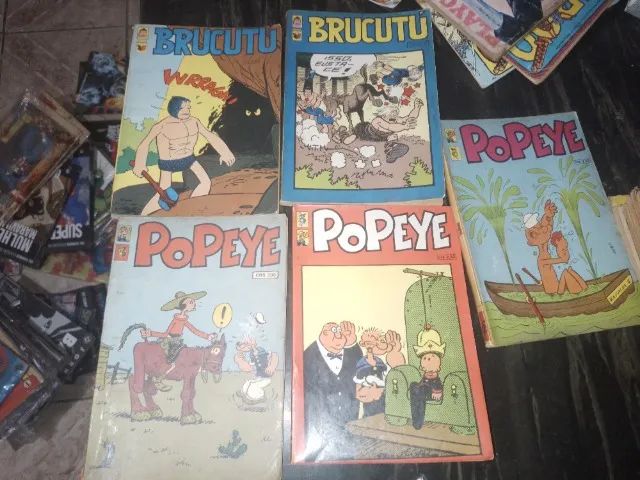 Lote de 5 gibis Popeye e Brucutu