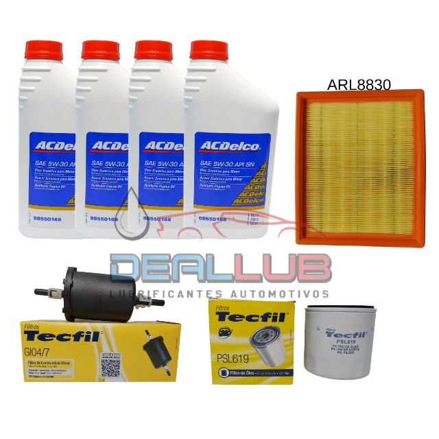 Combo kit óleo Acdelco 5w30 sintético + filtros linha GM
