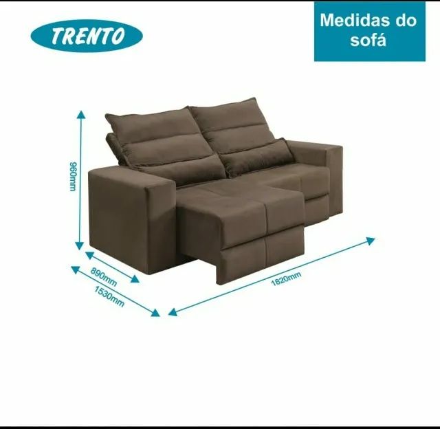 Sofá Retrátil e Reclinável Trento, Assento com Molas (Novo) - Foto 4