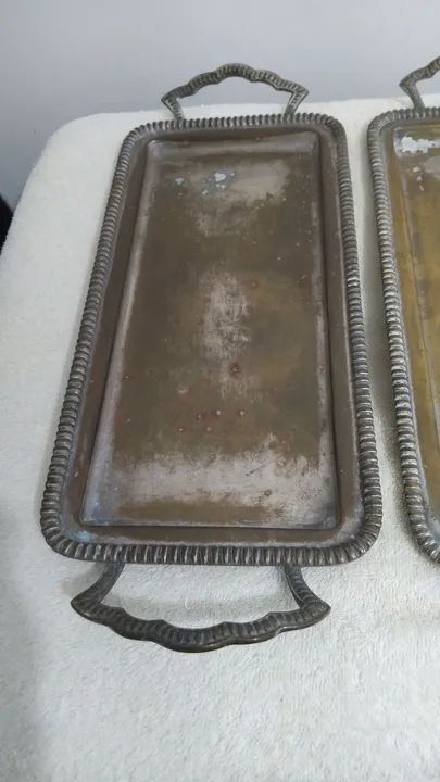 Bandejas antigas de metal espessuradas a prata , Meridional. - Foto 3