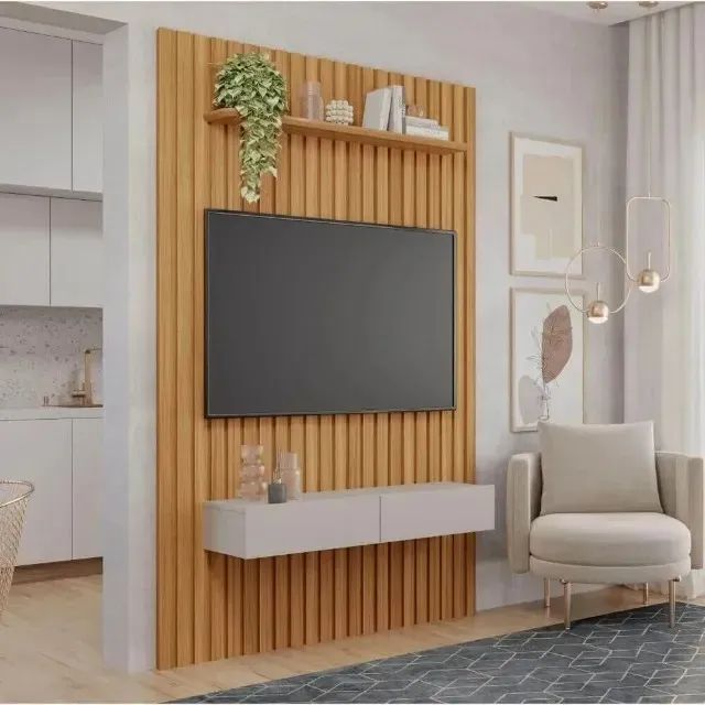 Painel Home Permóbili Maragogi Ripado 140cm com Gaveta Saindo por apenas R$969,00