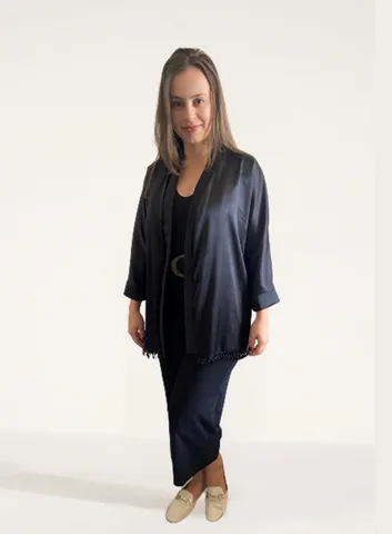 Kimono Cardigan Feminino Tule Com Rendas Importado