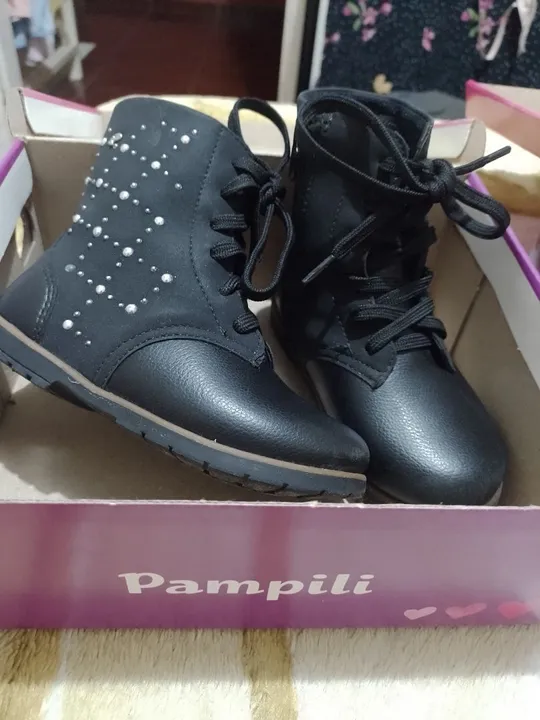 Bota infantil Pampili Menina preta 24