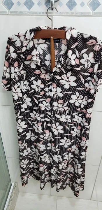 Vestido Floral Preto e Branco