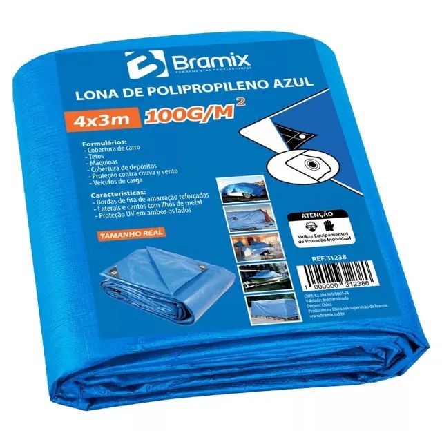 Lona Plástica 4x3  100 Micra Impermeável Reforçada Azul 