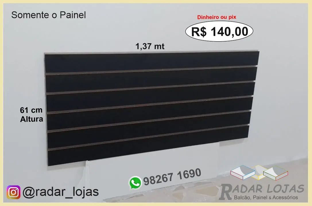 Painel canaletado Preto Novo 64962678981505125