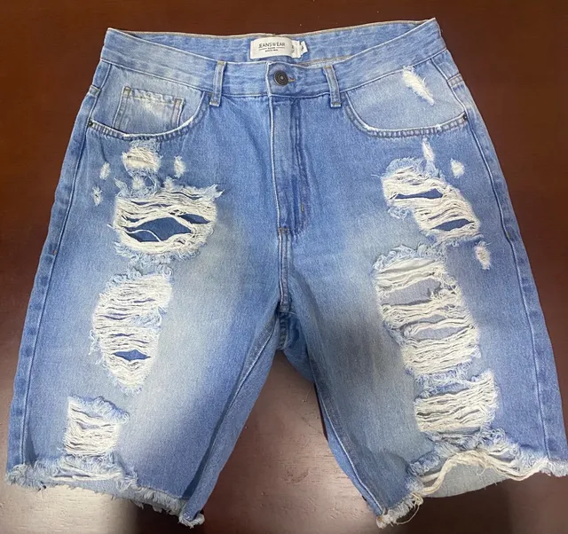 Shorts Jeans Para Mulheres Rasgadas No Meio Rio Médio Elástico