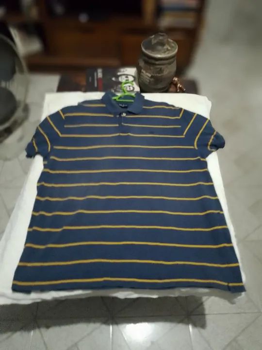 Polo listrada azul e amarelo Mr,Cat  GG - Foto 3