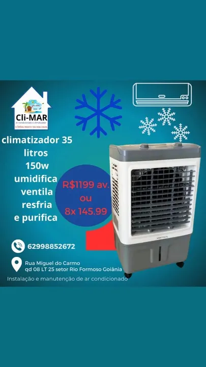 Climatizador de Ar 35 Litros 150W - Novo
