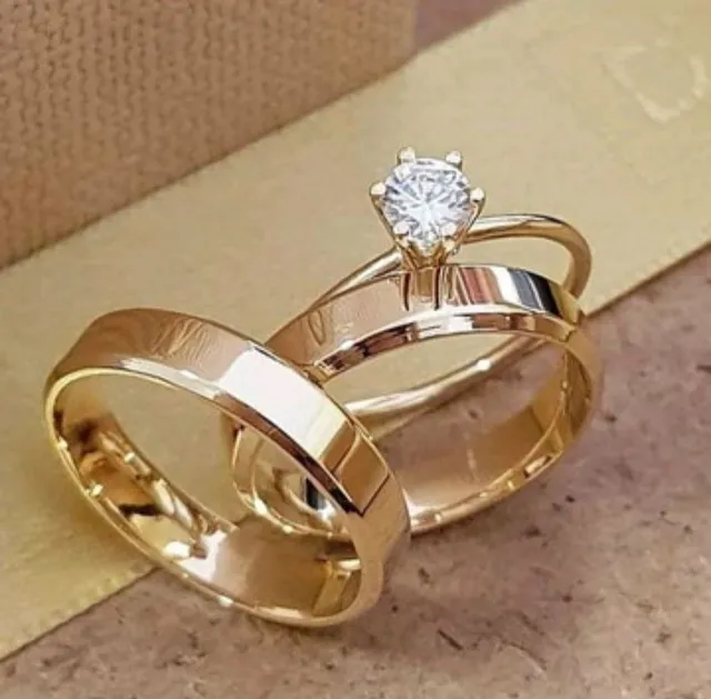 PAR ALIANÇA DE CASAMENTO BOLEADA 8MM TUNGSTÊNIO BANHADAS COM OURO 18K -  Marry Alianças