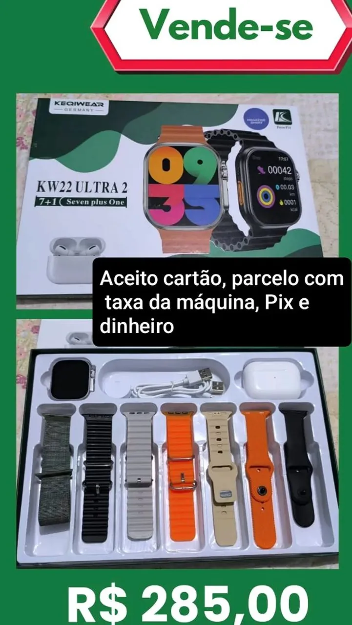 Smartwatch KW22 Ultra 2 + Fone + 7 pulseiras