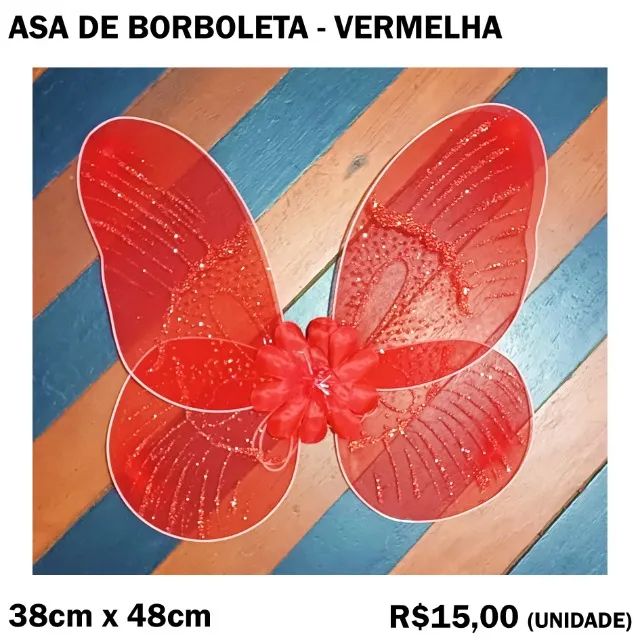 Asa de Borboleta Vermelha para Fantasia