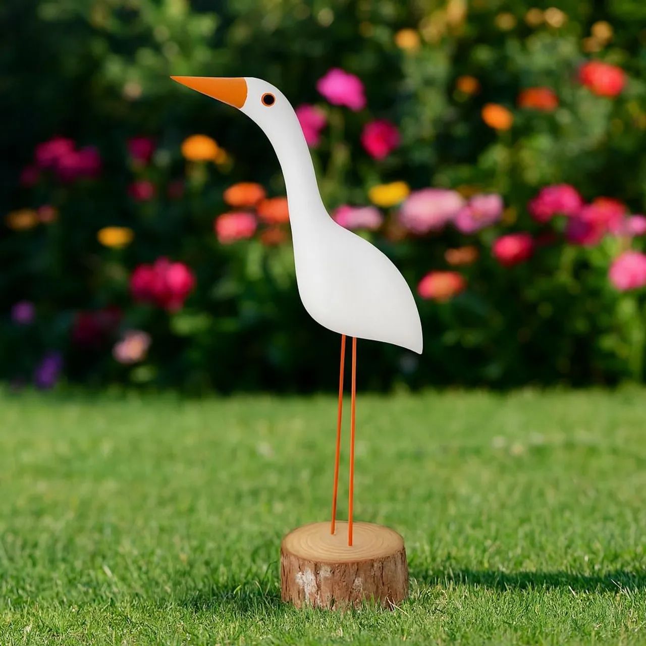 Garça e flamingo de madeira maciça para jardim - Foto 2