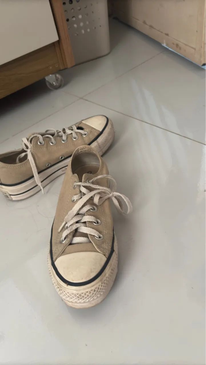 Tênis Converse All Star Bege plataforma - Foto 3