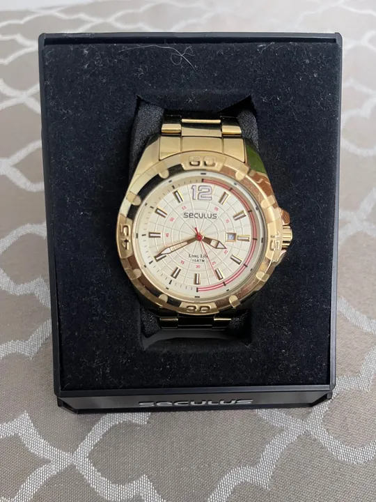 Relógio Seculus Masculino Dourado
