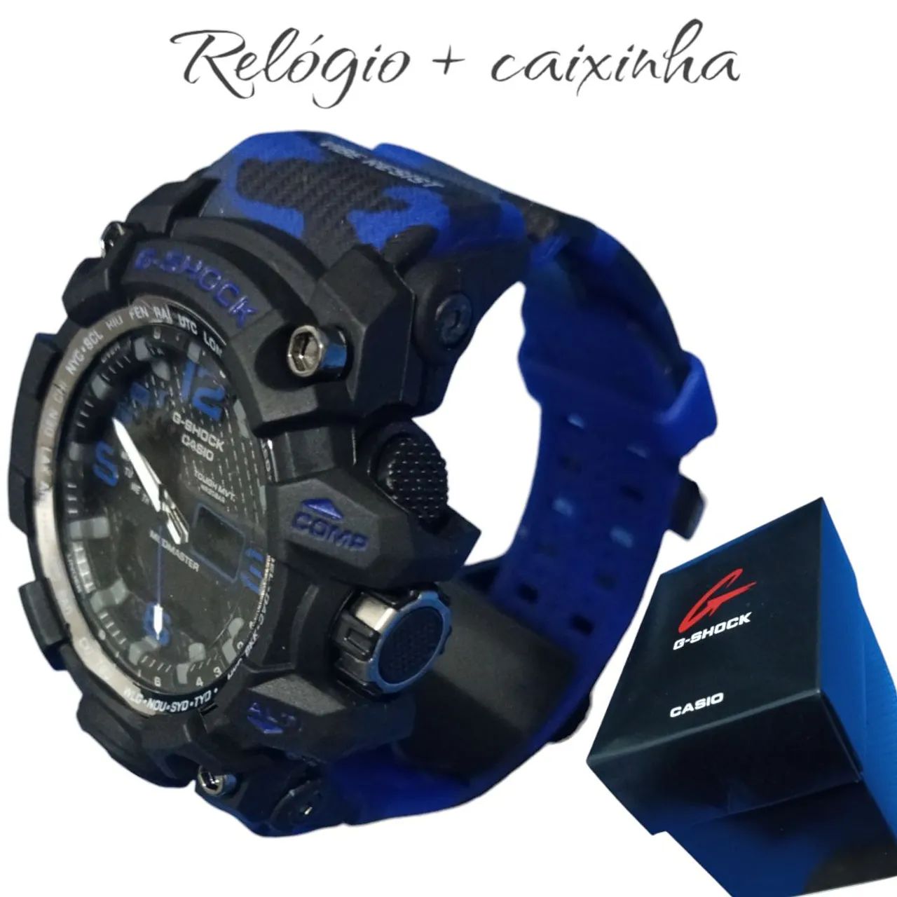 Relógio G-Shock Casio Mudmaster Azul Camuflado com caixinha
