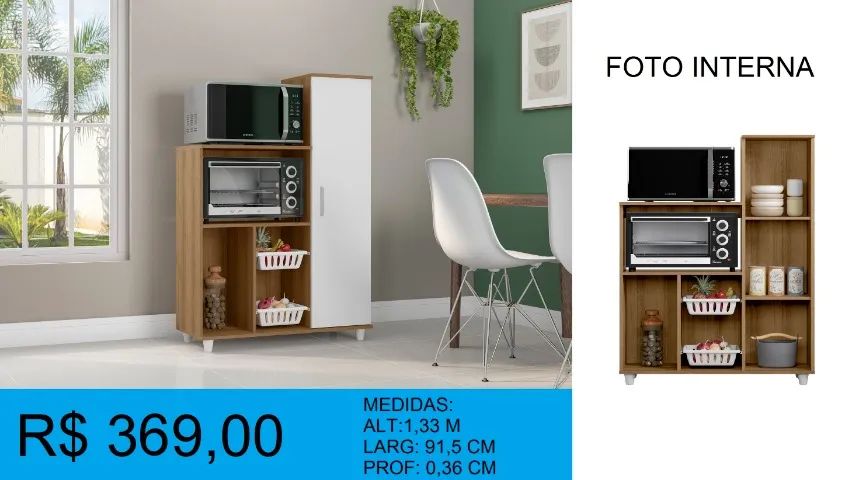 Fruteira com microondas e forno - Entrega e montagem Gratis 