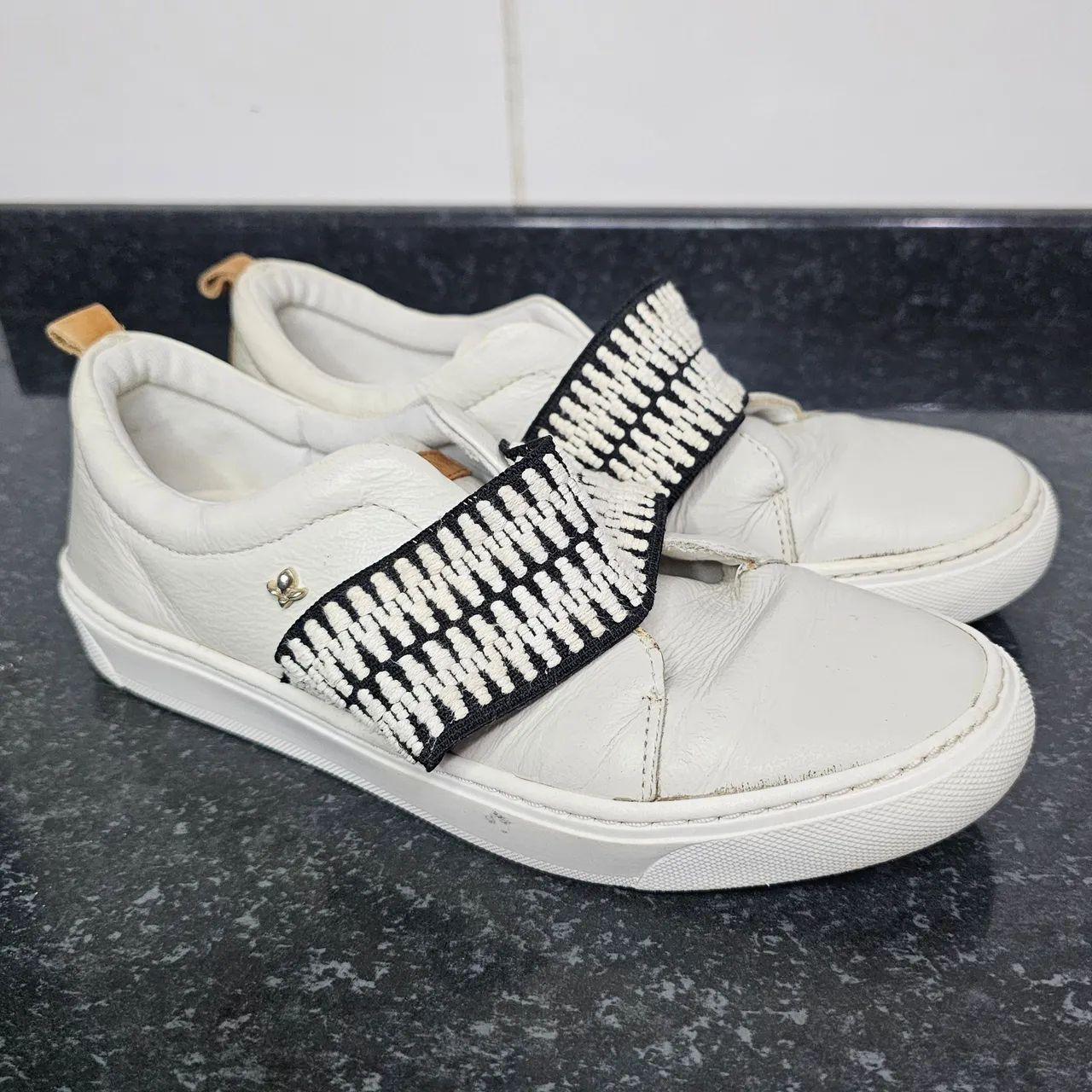Tênis Casual Couro Branco Cravo e Canela 