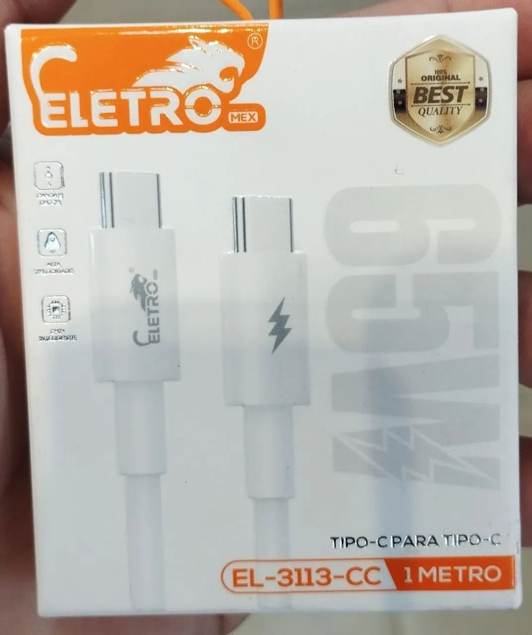 Cabo USB Tipo C para Tipo C 1 Metro ELETRO - Foto 3
