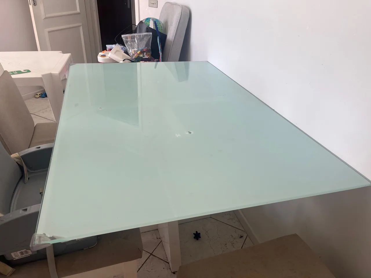 Tempo de vidro. Mesa