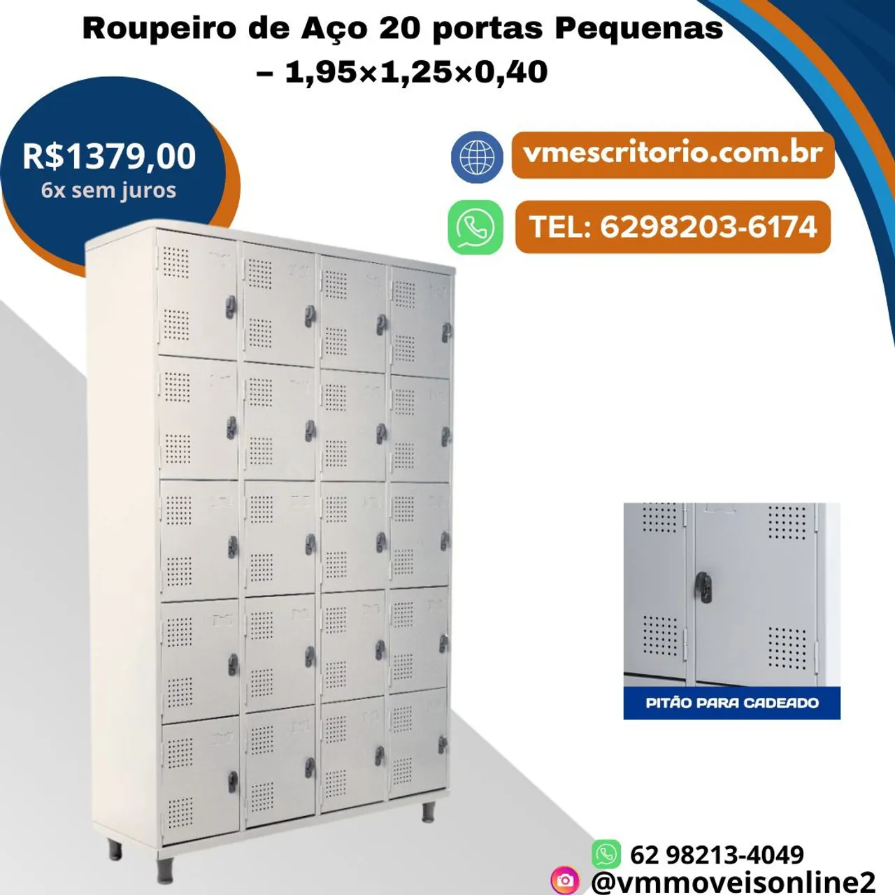 Roupeiro de Aço 20 Portas Pequenas