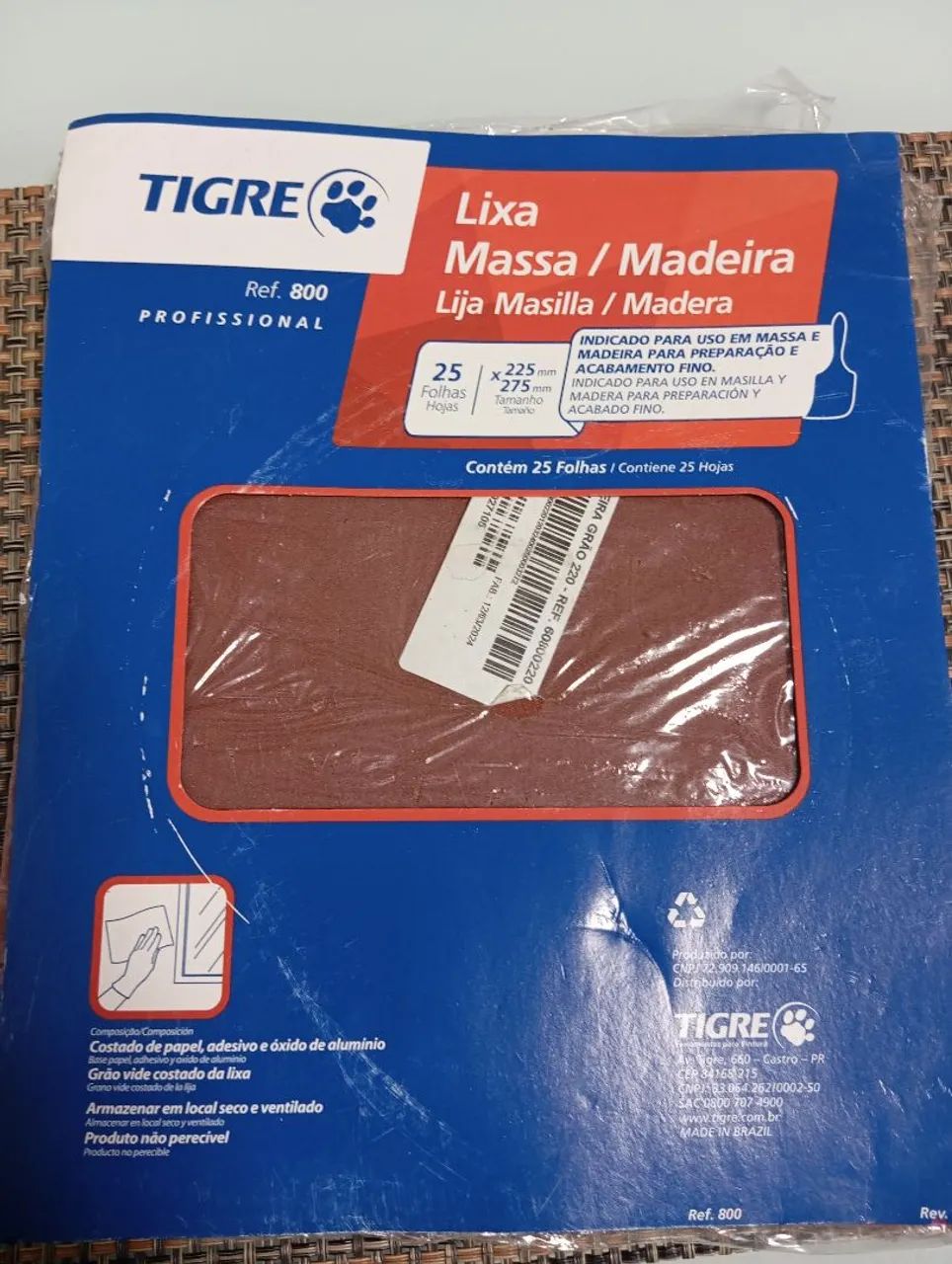 Lixa para massa/madeira marca tigre 