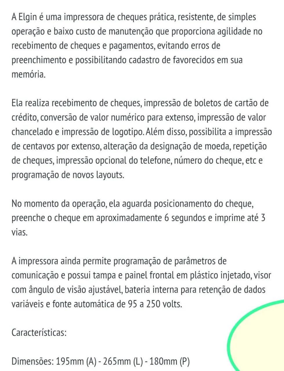 Impressora de cheque - Elgin  - Foto 5