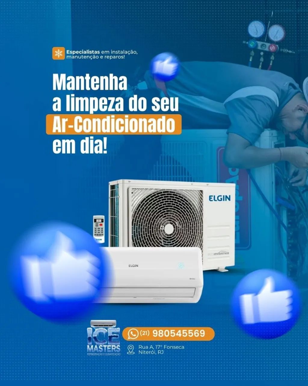 Manutenção, Limpeza e Higienização de Ar Condicionado Split e Acj