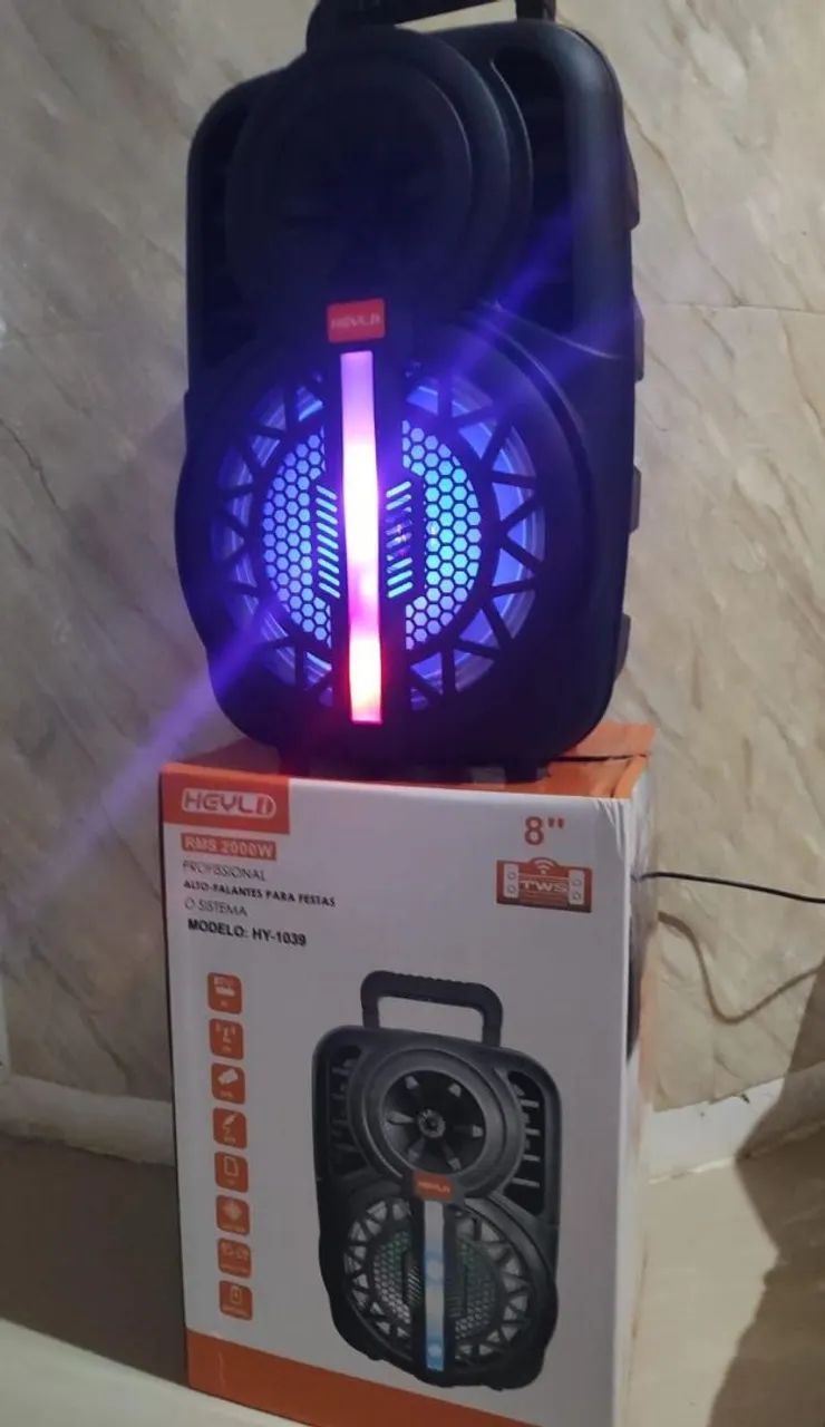 Caixa de Som Bluetooth 8 Polegadas 2000W RMS - HGVLD HY-1039