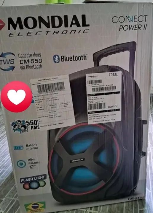 Caixa de Som Portátil Mondial CM-550 Bluetooth 550W RMS