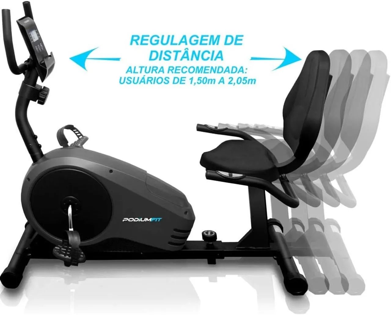 Bicicleta Ergométrica Horizontal PodiumFit H300 - Magnética - 8 cargas - Foto 5