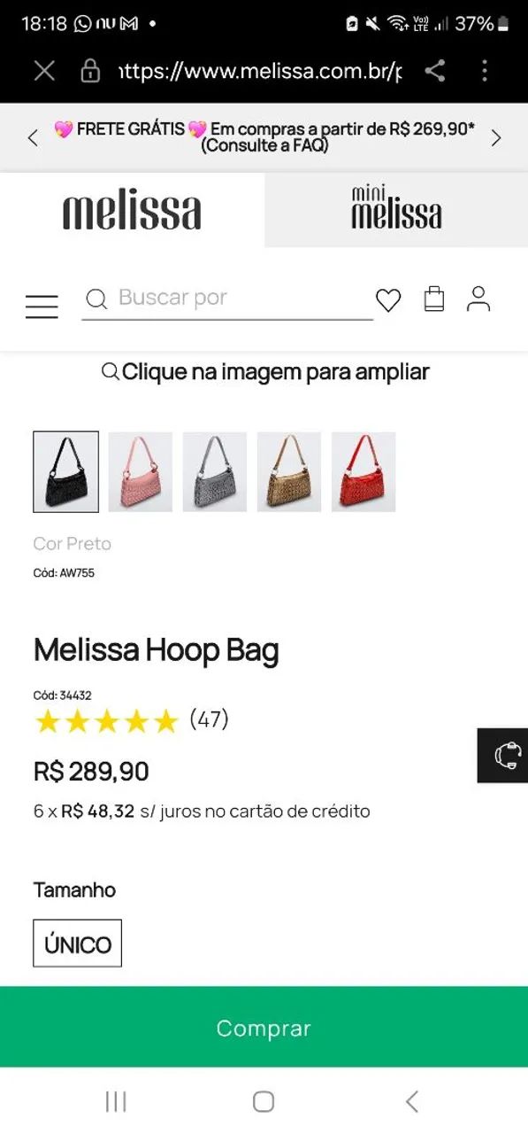 melissa hoop bag no site 289,90 e aqui 180,00 - Foto 5