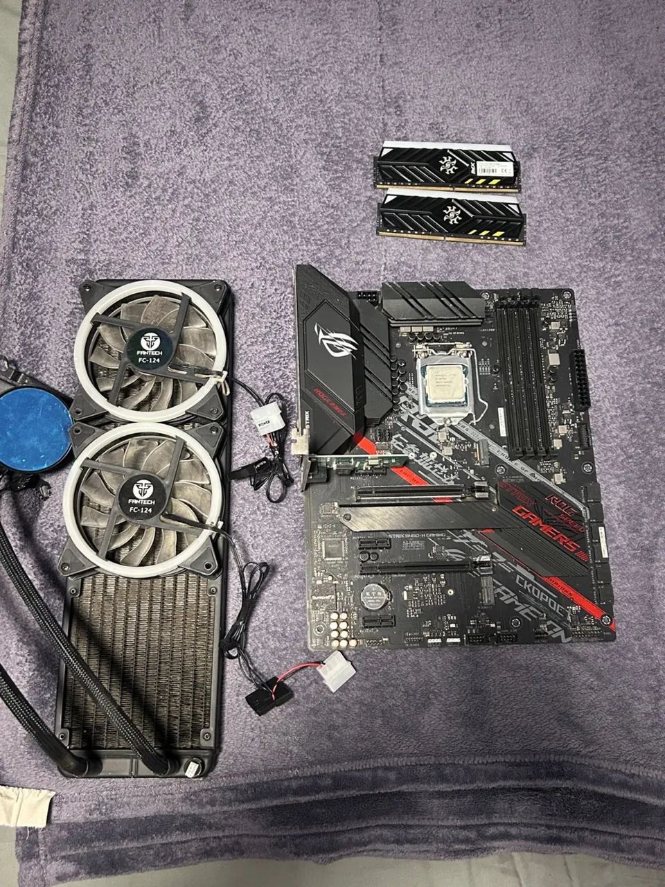 Memória Xpg, processador Intel core i7, ROG STRIX B460,  water cooler fantech64289460716290120