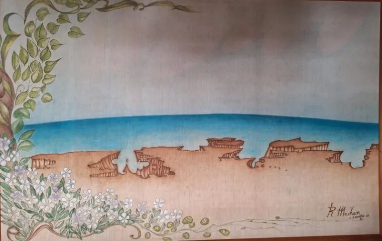 Quadro" Canoa Quebrada", do Pintor Rodolpho Markan 150 X 98 Cm, muito bem conservado.