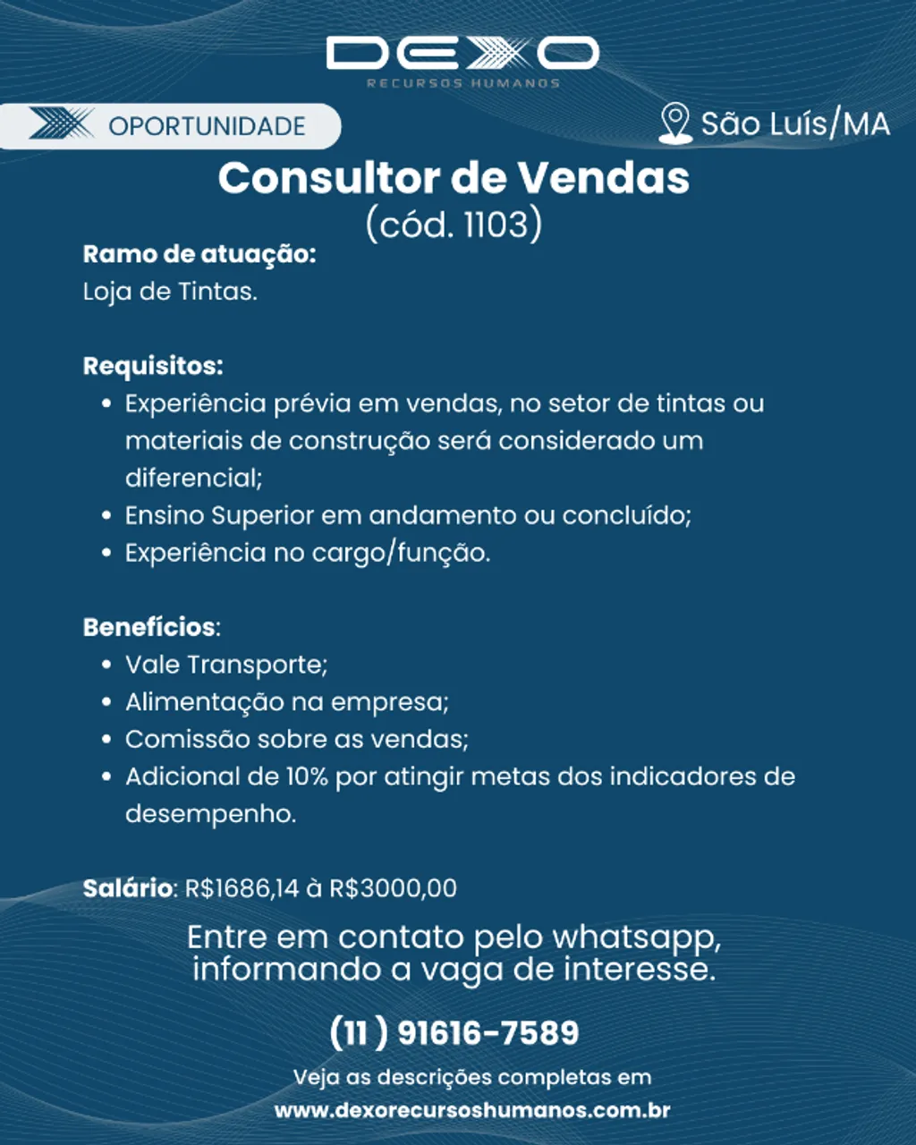 VAGA: CONSULTOR DE VENDAS