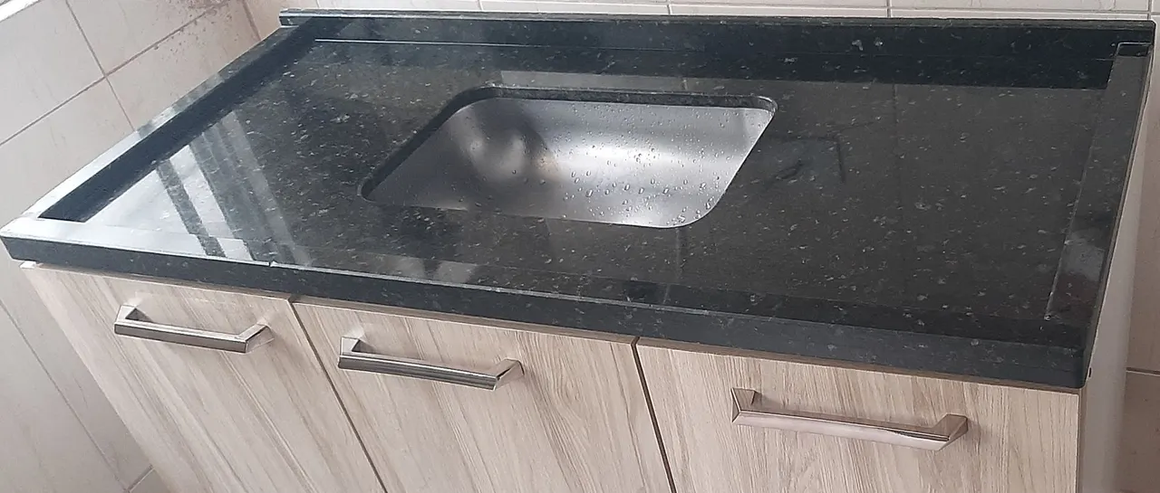 PIA DE GRANITO COM CUBA DE INOX 1,20X55CM