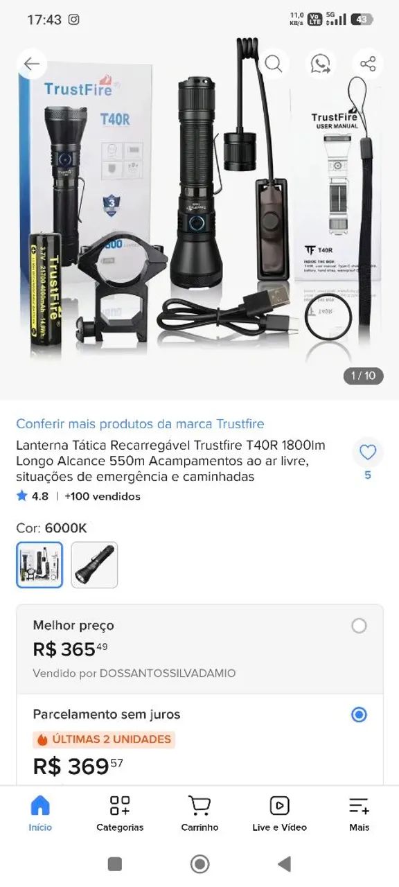 Lanterna Tática T40r  - Foto 5