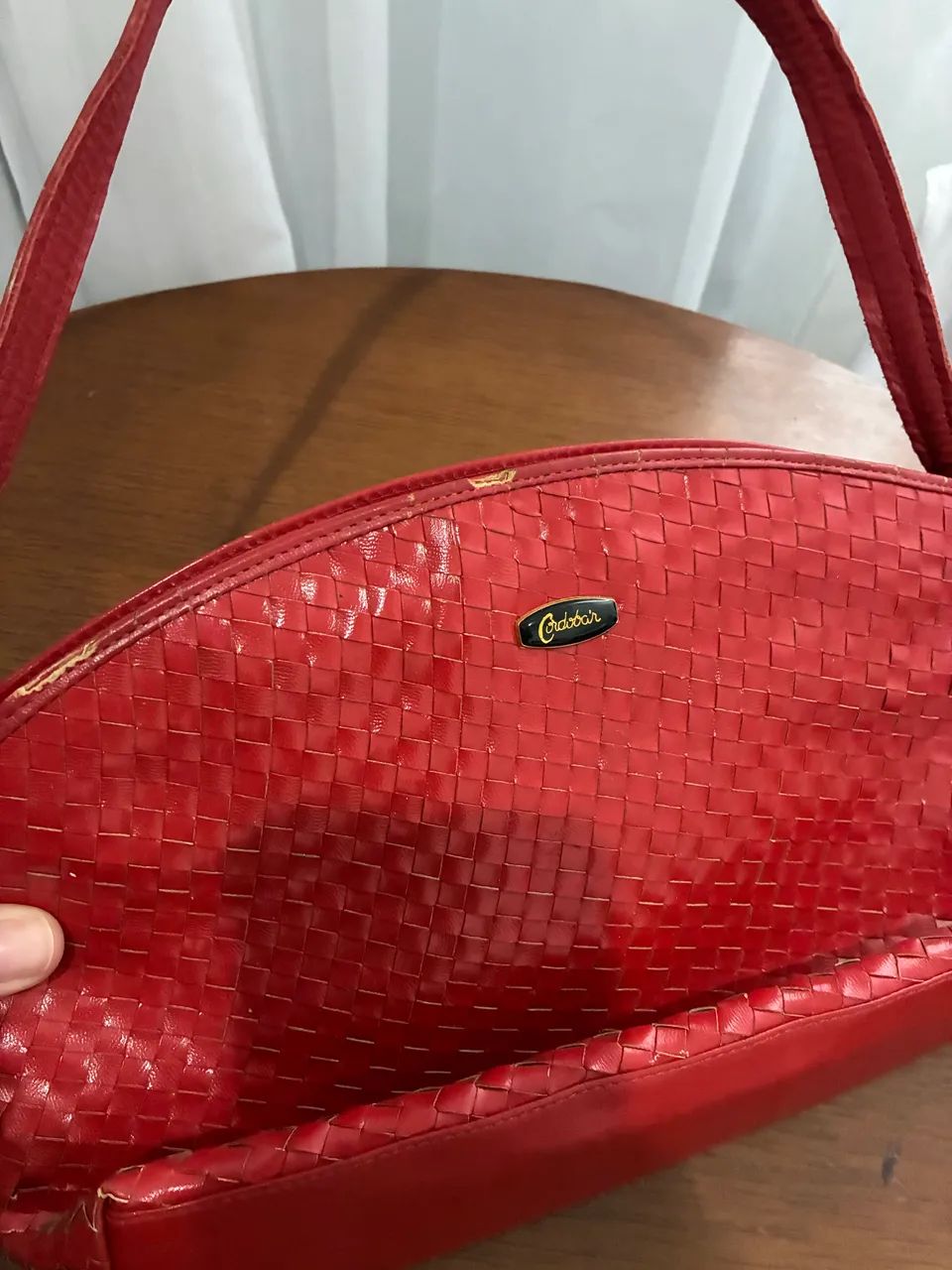 Bolsa vermelha couro 