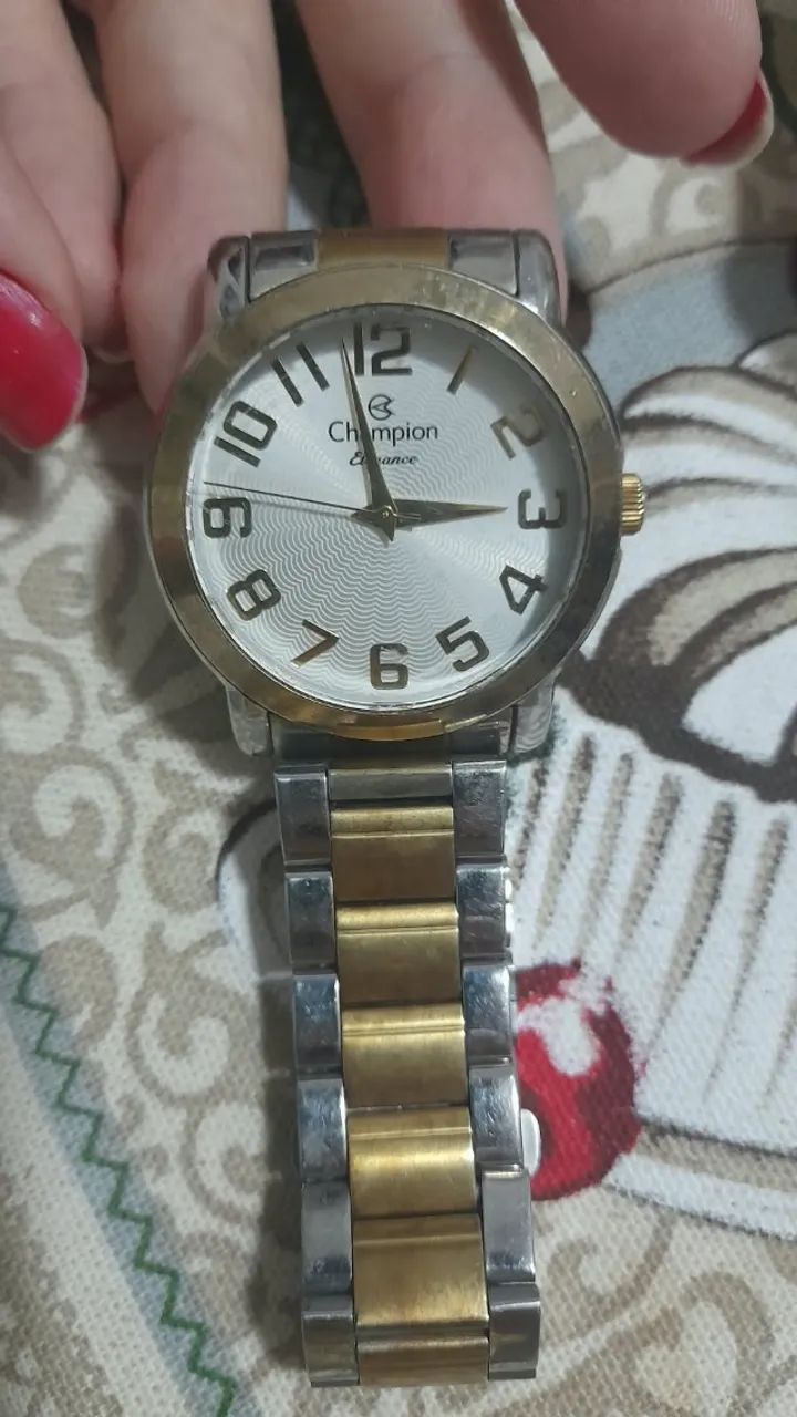 Relógio de pulso Champion Elegance dourado e prata